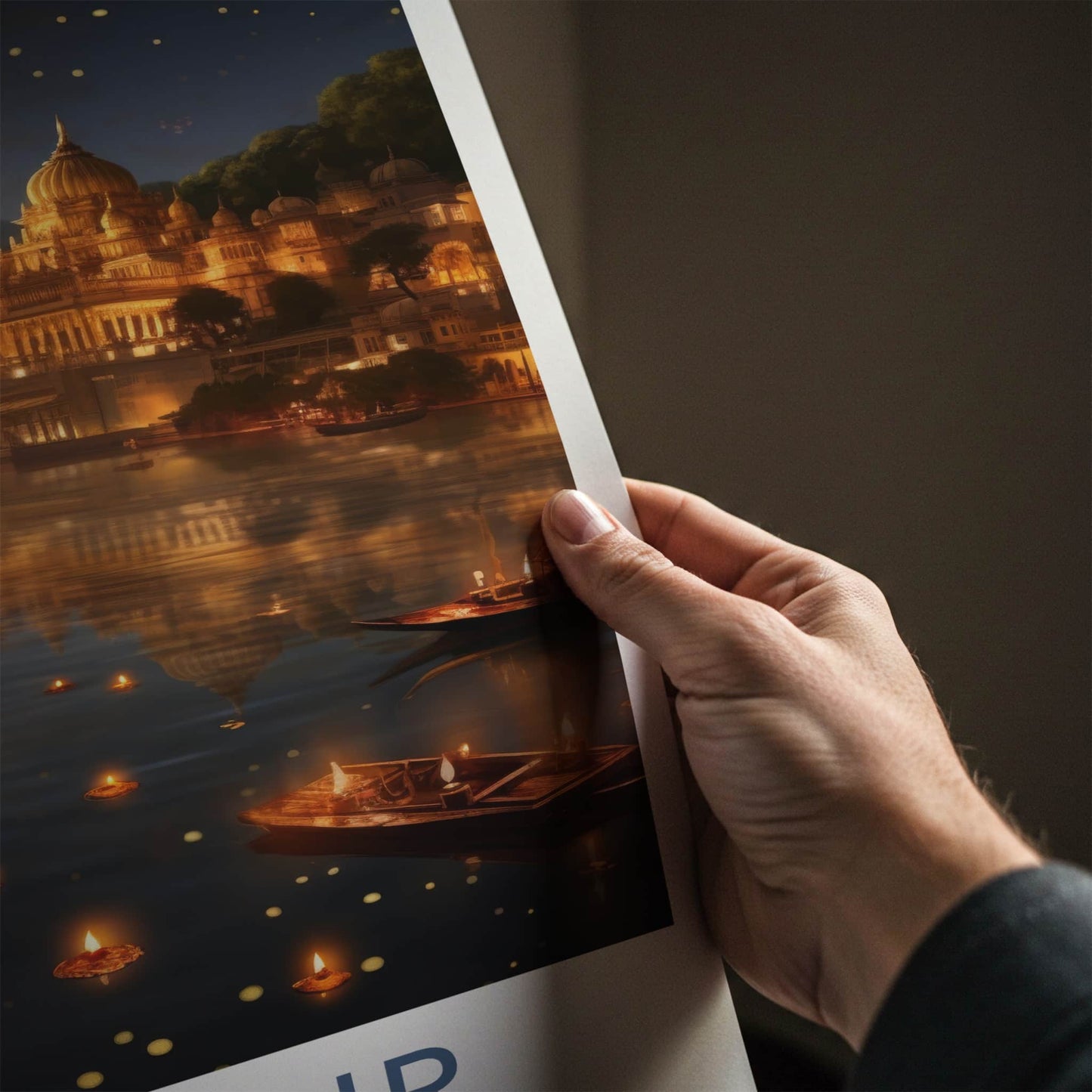 Udaipur Poster - India Wall Art - Rajasthan Floating Lamps Palace Home Decor