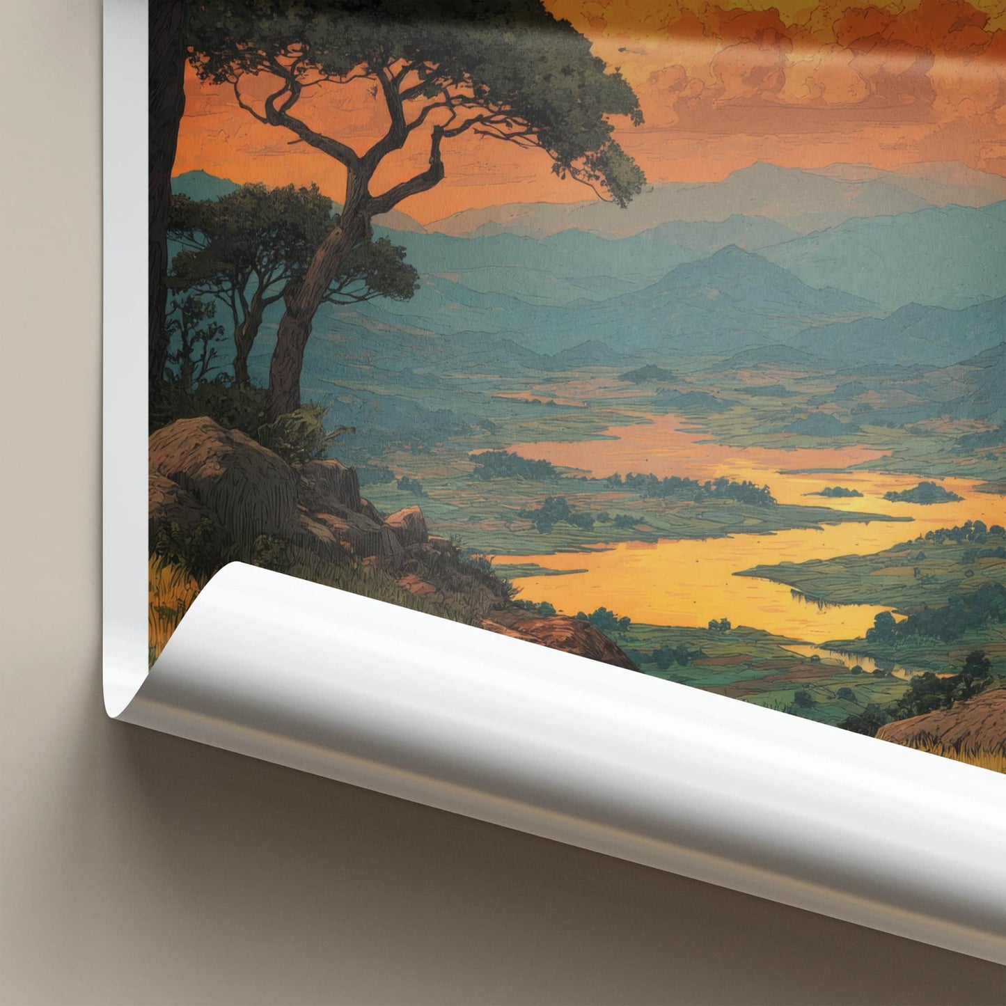 Uganda Poster - Africa Wall Art - Path Overlook Sunset Home Decor