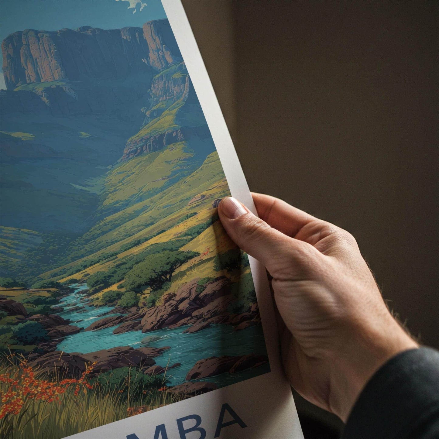 Ukhahlamba Poster - South Africa Travel Art - Dramatic Peaks River Wall Decor