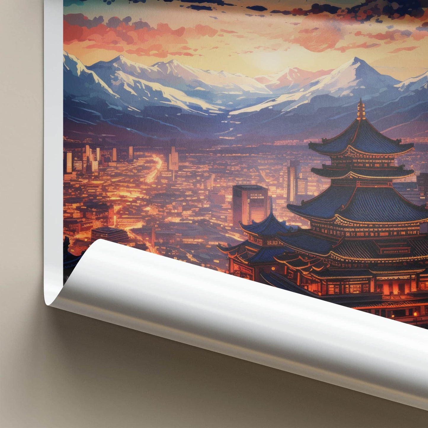 Ulaanbaatar Poster - Mongolia Travel Art - Moonlit Temple City Home Decor