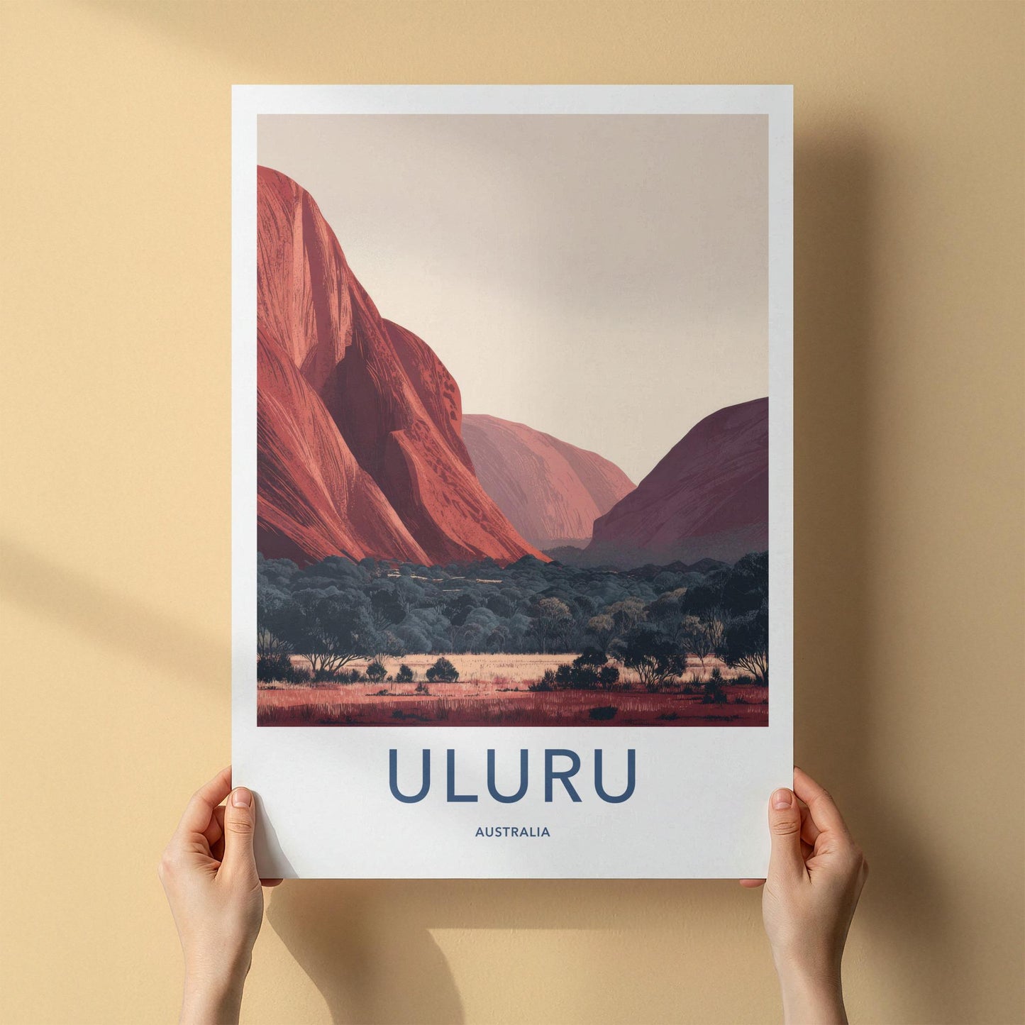 Uluru Poster - Australia Travel Art - Red Rock Landscape Home Decor
