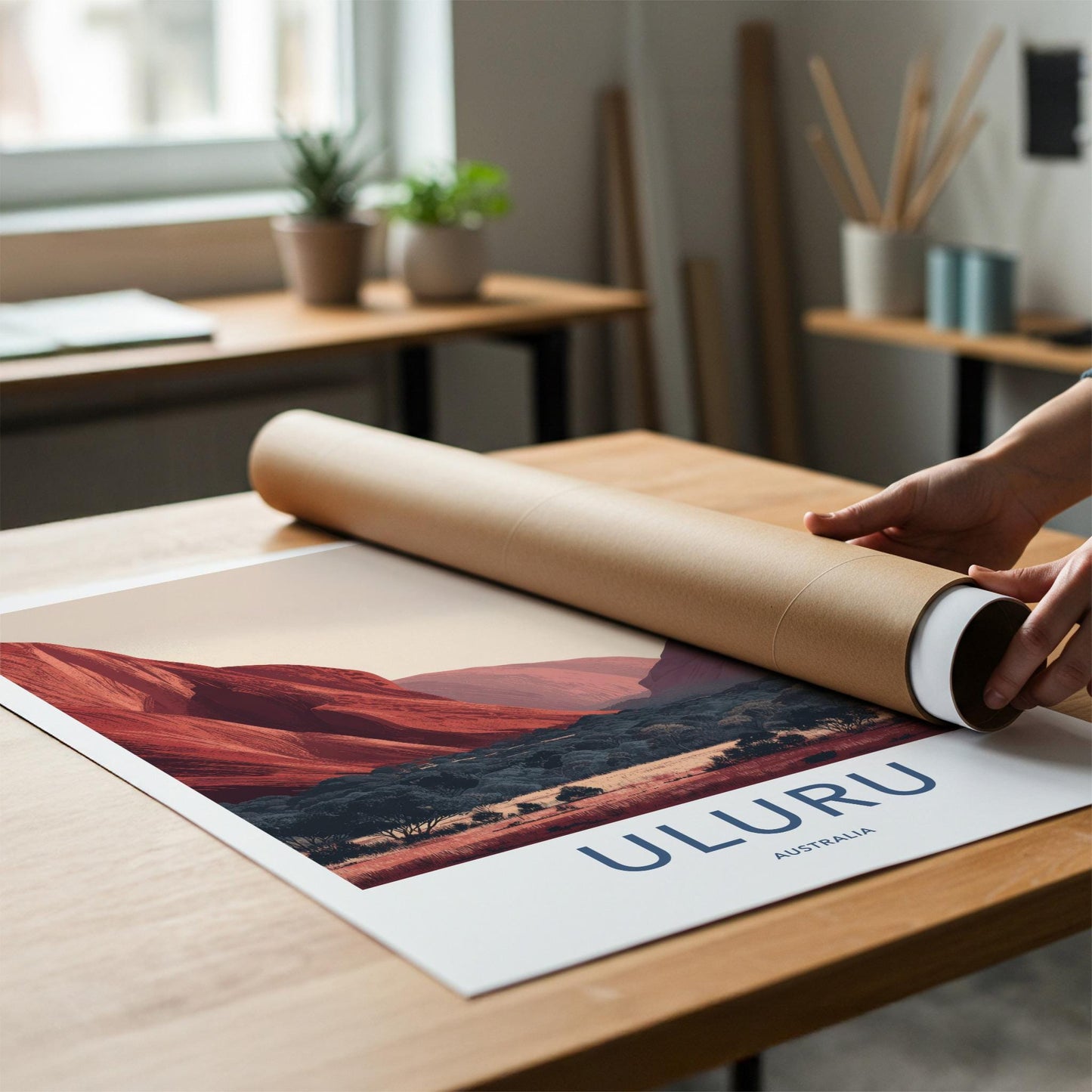 Uluru Poster - Australia Travel Art - Red Rock Landscape Home Decor
