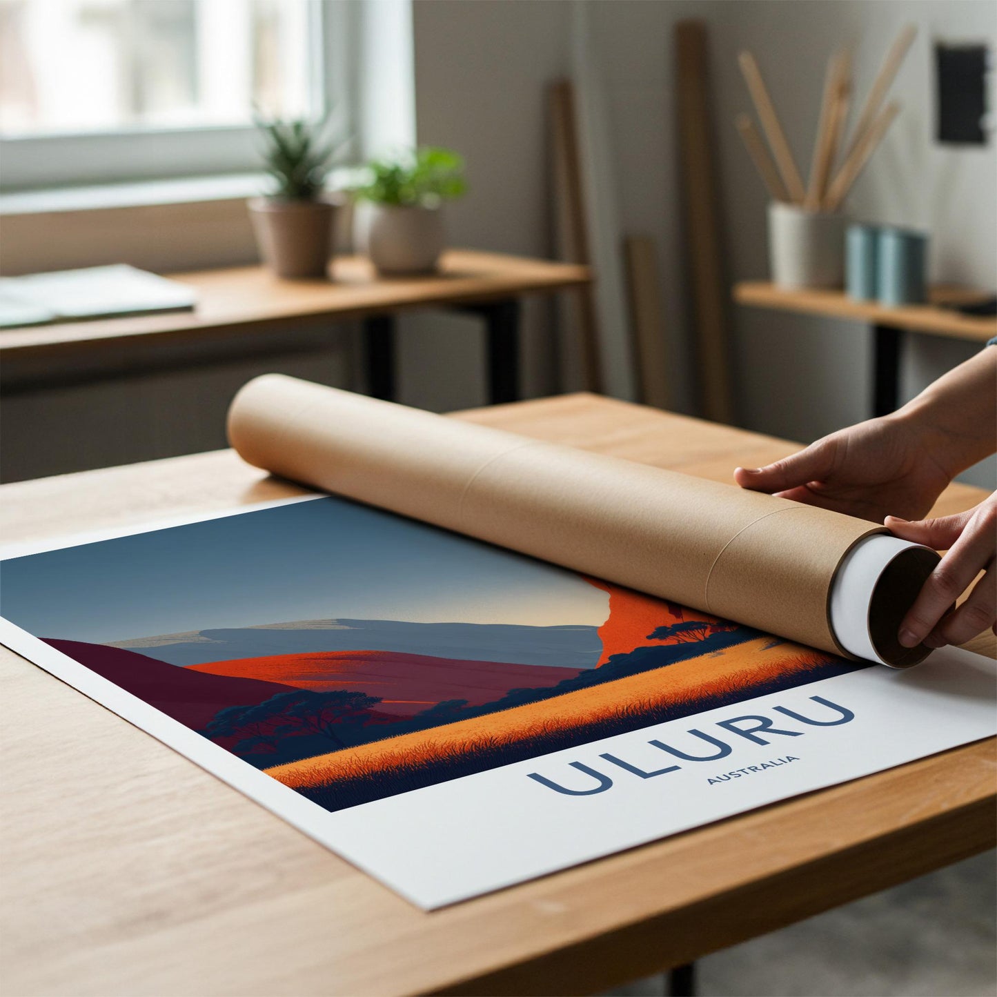 Uluru Poster - Australia Travel Art - Red Rock Landscape Home Decor