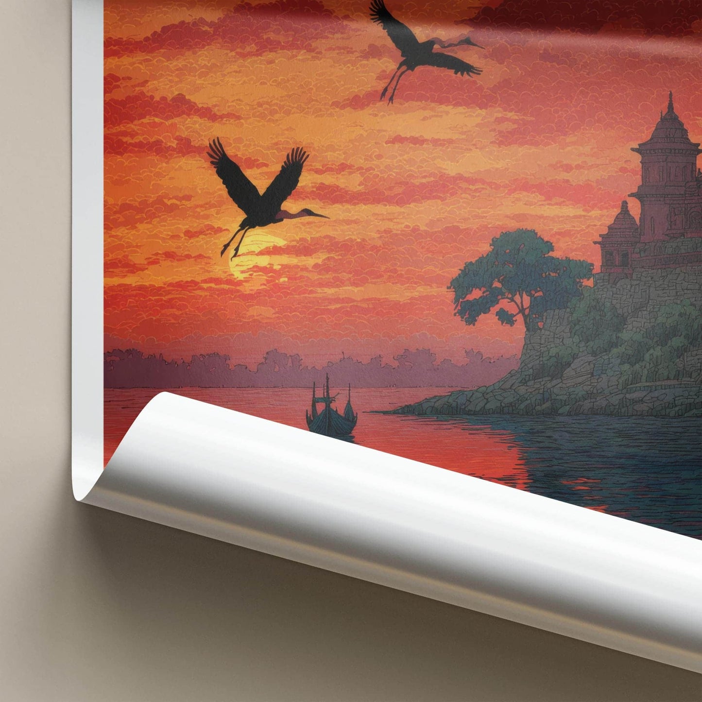 Umananda Poster - India Travel Art - Assam River Temple Wall Decor