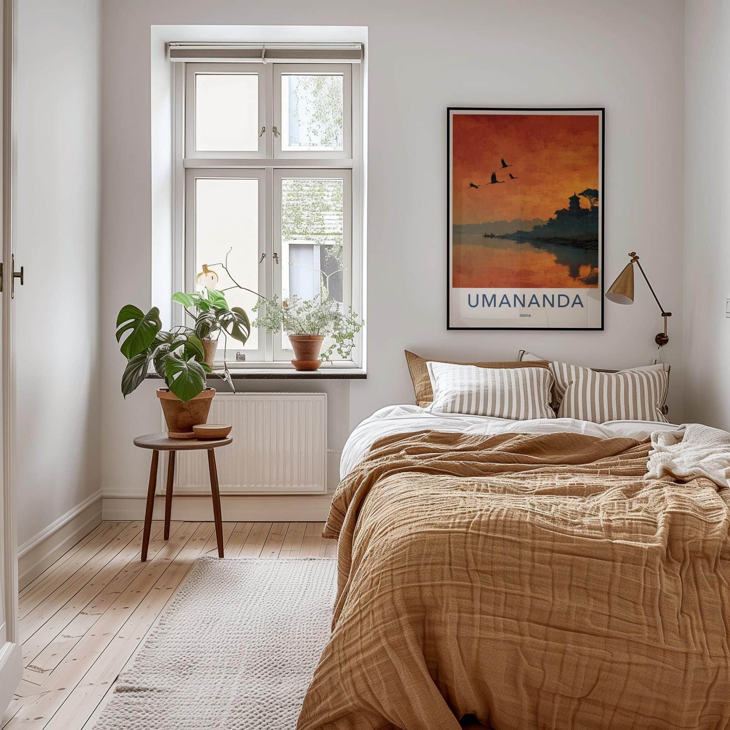 Umananda Poster - India Travel Art - Assam Sunset River Temple Home Decor