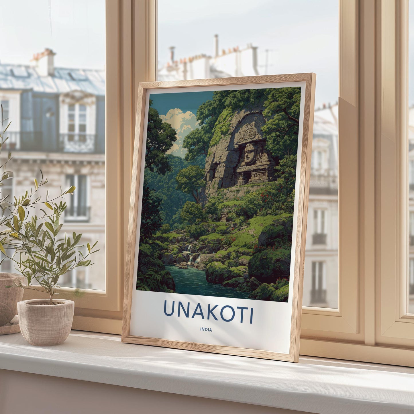 Unakoti Poster - India Travel Art - Tripura Ancient rock carvings Home Decor