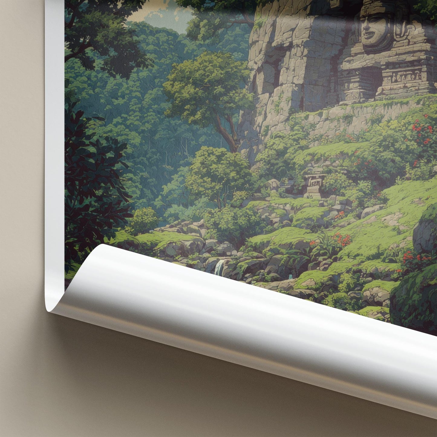 Unakoti Poster - India Travel Art - Tripura Ancient rock carvings Home Decor