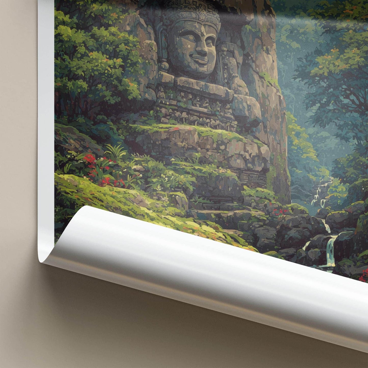 Unakoti Poster - India Travel Art - Tripura Stone Face Jungle Home Decor