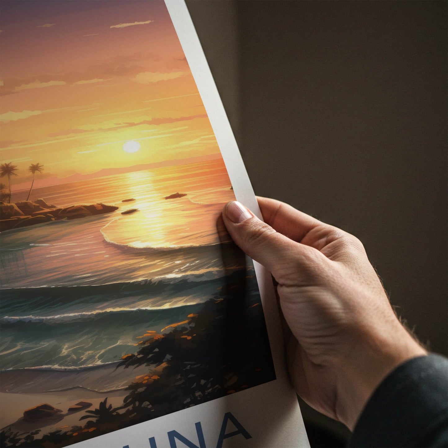 Unawatuna Poster - Sri Lanka Travel Art - Tropical Beach Sunset Home Decor