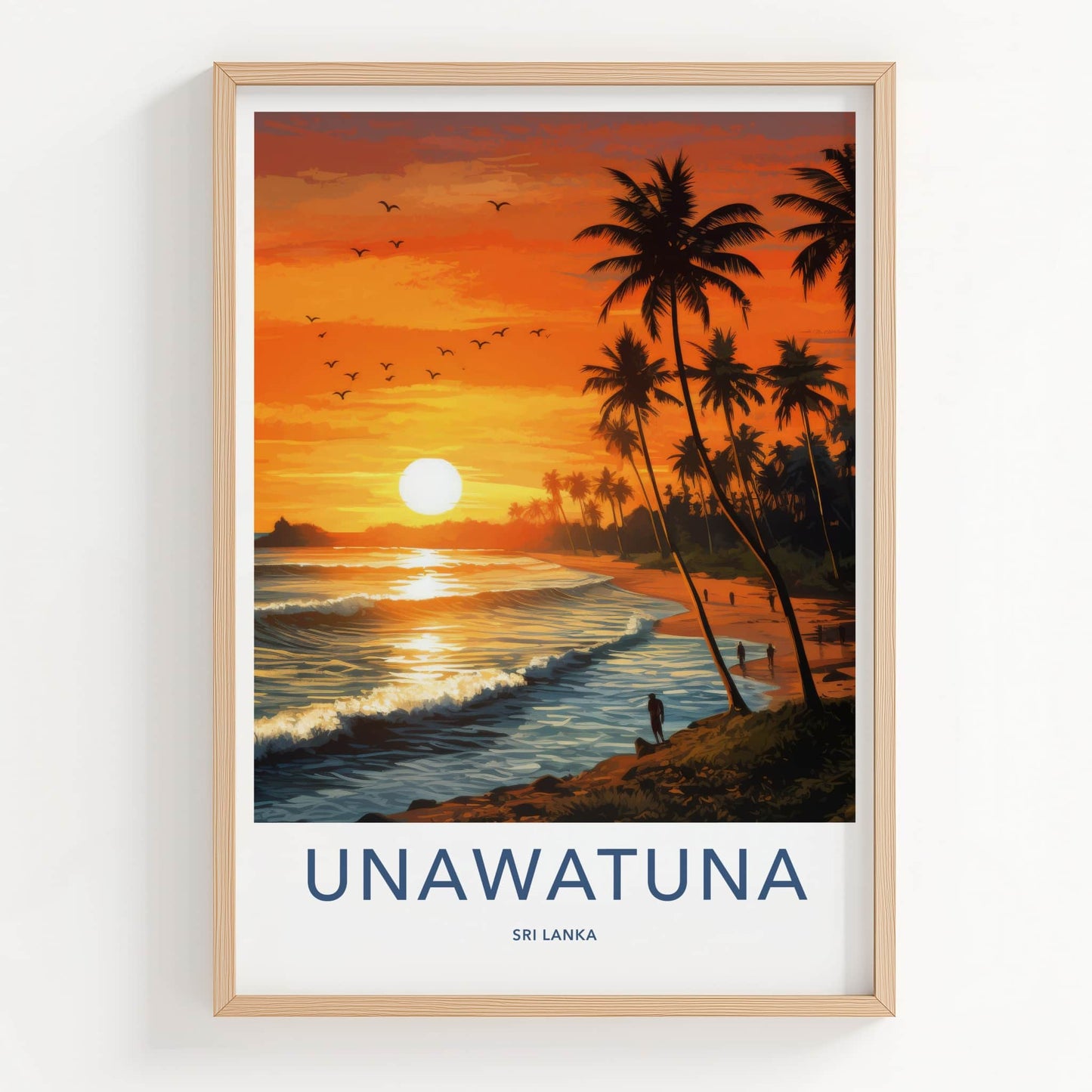 Unawatuna Poster - Sri Lanka Travel Art - Tropical Beach Sunset Home Decor