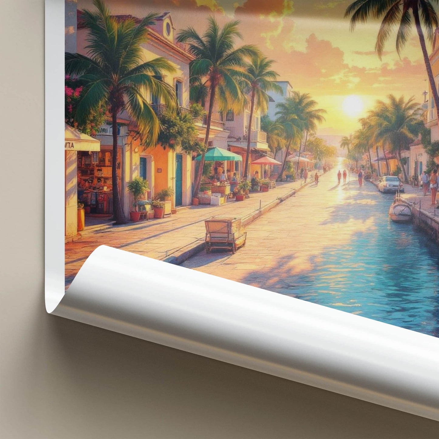Unguja Poster - Tanzania Travel Art - Tropical Street Sunset Home Decor