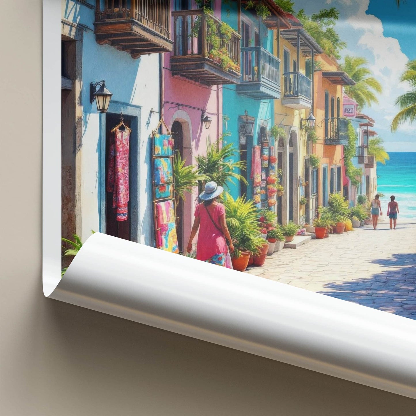 Unguja Poster - Tanzania Travel Art - Vibrant Coastal Village Home Decor