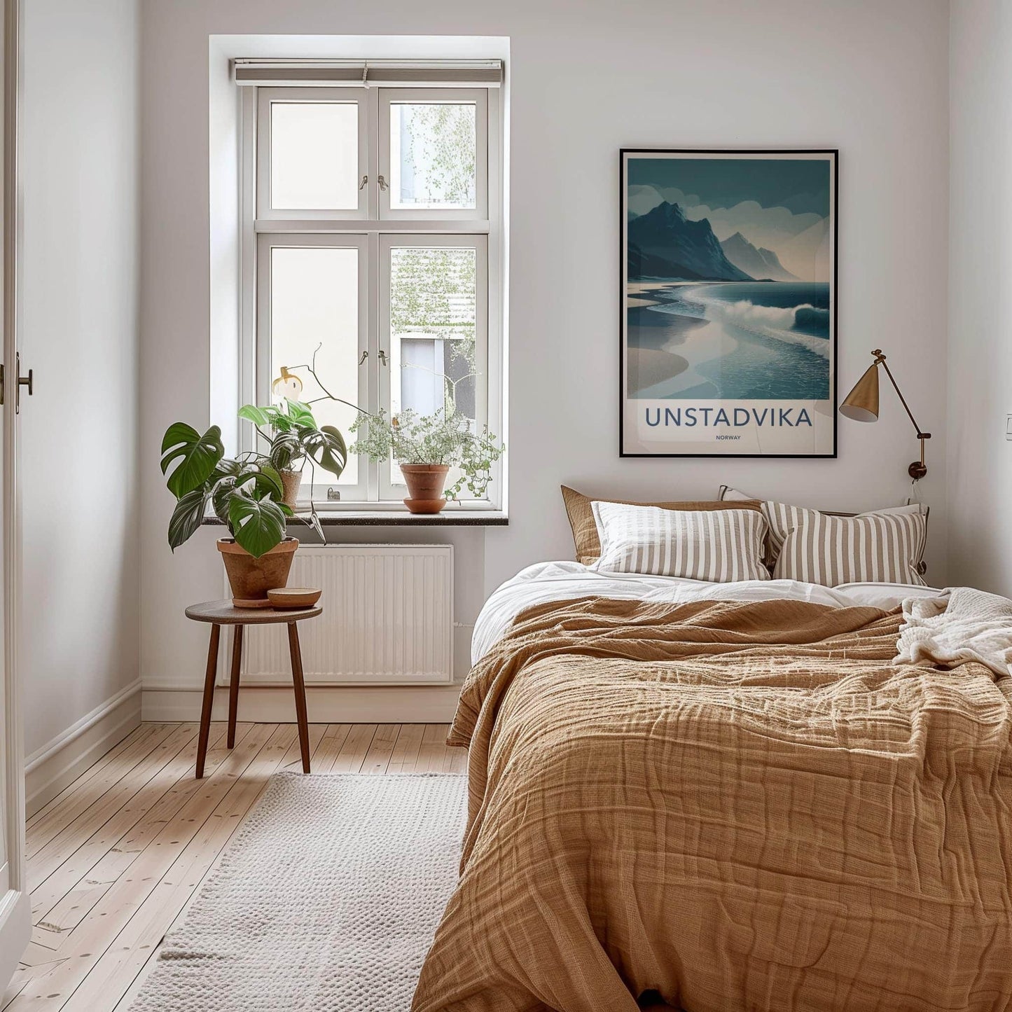 Unstadika Poster - Norway Travel Art - Mountain Beach Waves Home Decor