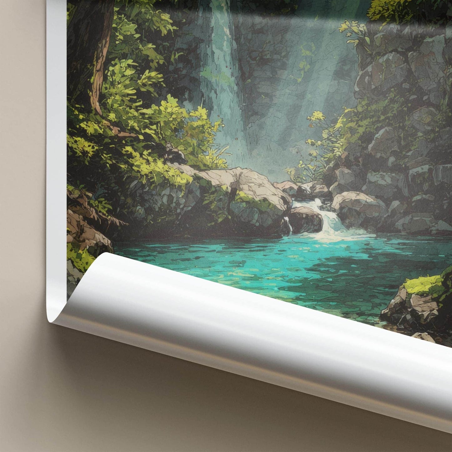 Upolu Poster - Samoa Travel Art - Jungle Waterfall Pool Home Decor