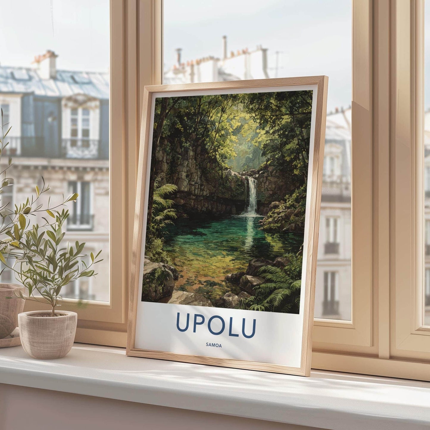 Upolu Poster - Samoa Travel Art - Lush Waterfall Pool Home Decor