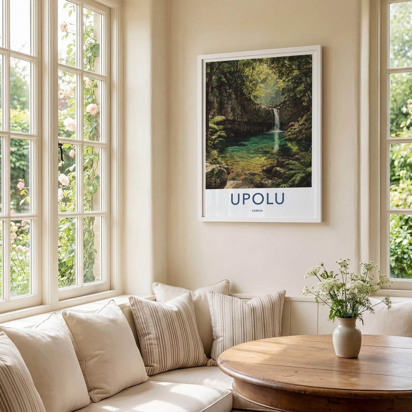 Upolu Poster - Samoa Travel Art - Lush Waterfall Pool Home Decor