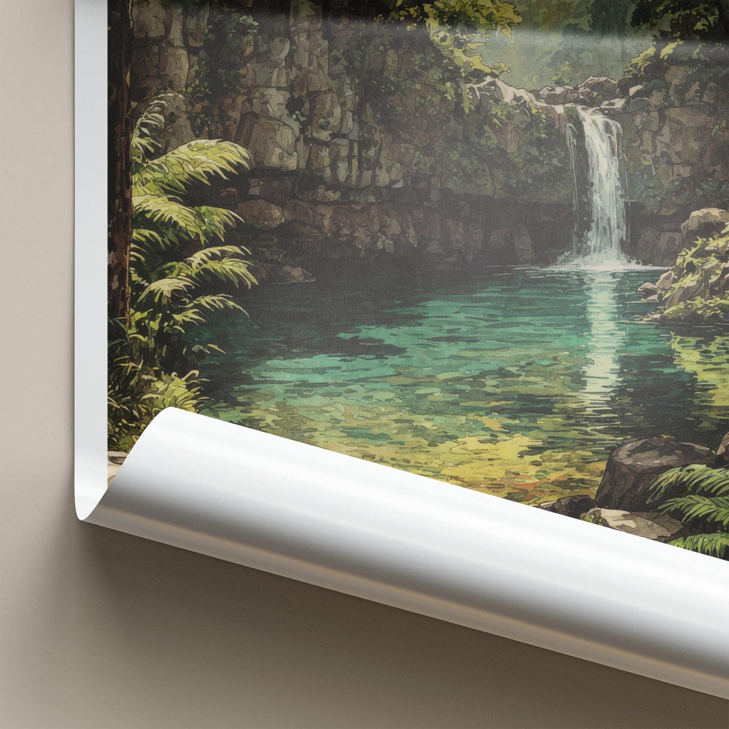 Upolu Poster - Samoa Travel Art - Lush Waterfall Pool Home Decor