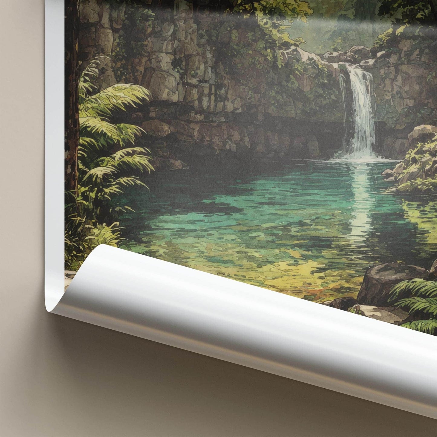 Upolu Poster - Samoa Travel Art - Lush Waterfall Pool Home Decor