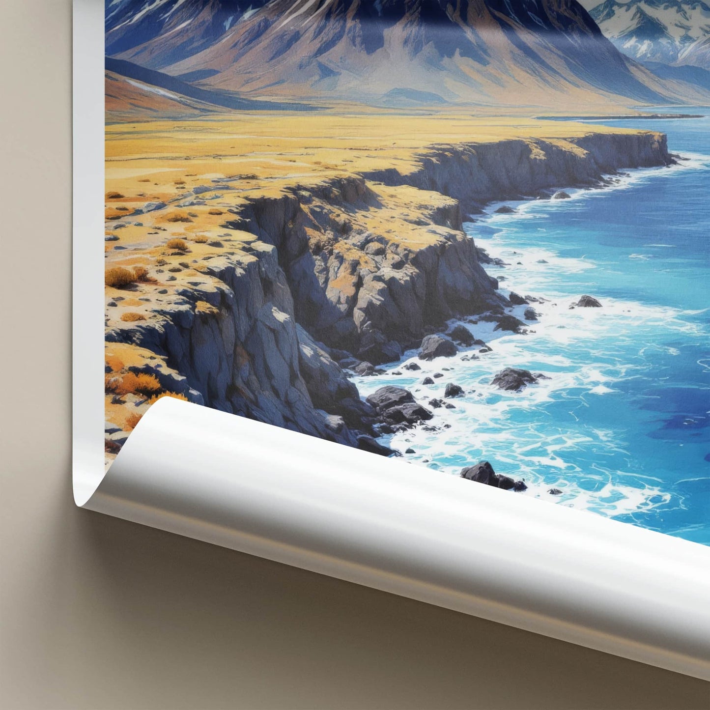 Ushuaia Poster - Argentina Travel Art - Mountain Ocean Coast Home Decor