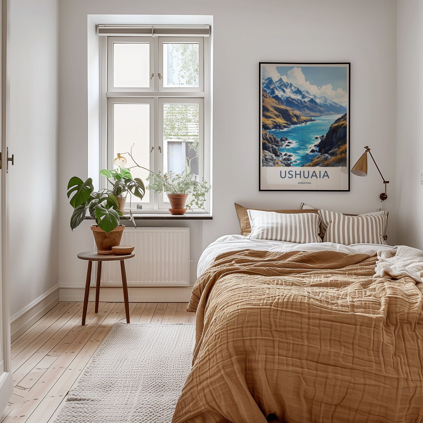 Ushuaia Poster - Argentina Travel Art - Snowy Mountain Bay Wall Decor