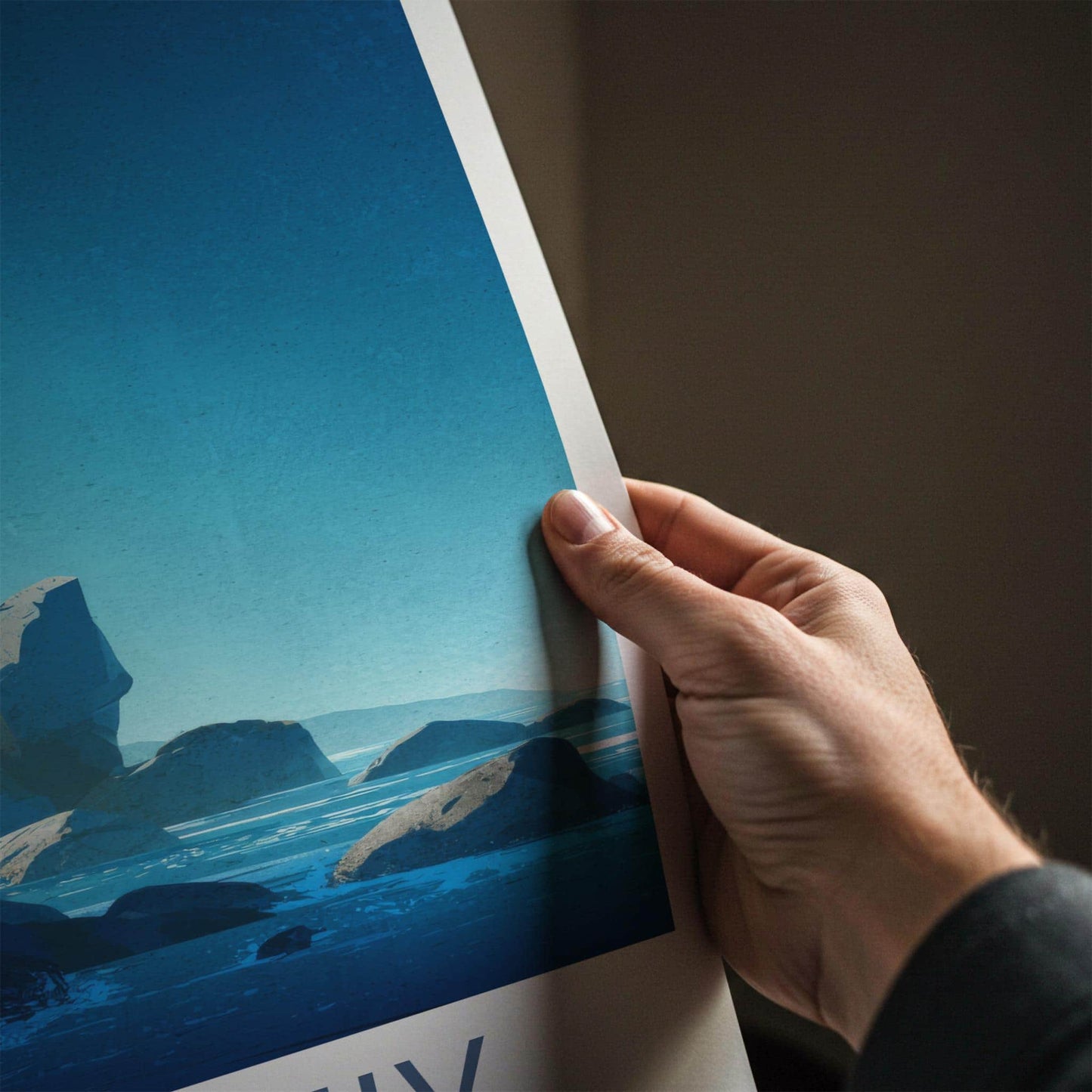 Utakleiv Poster - Norway Travel Art - Dark Blue Seascape Wall Decor