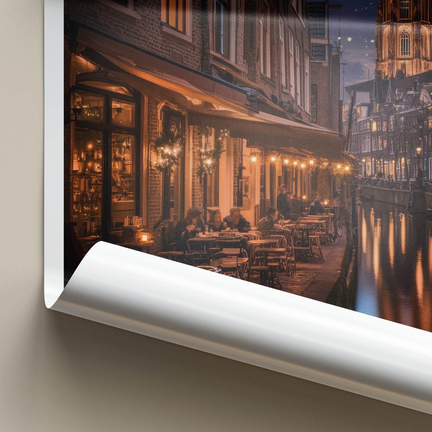 Utrecht Poster - Netherlands Travel Art - Historic Canal Night Home Decor