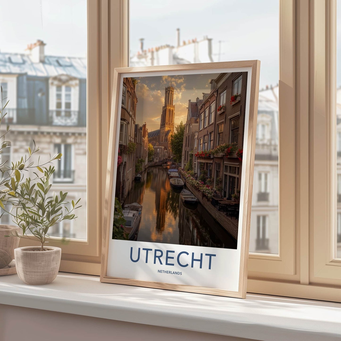 Utrecht Poster - Netherlands Wall Art - Golden Tower Reflections Home Decor