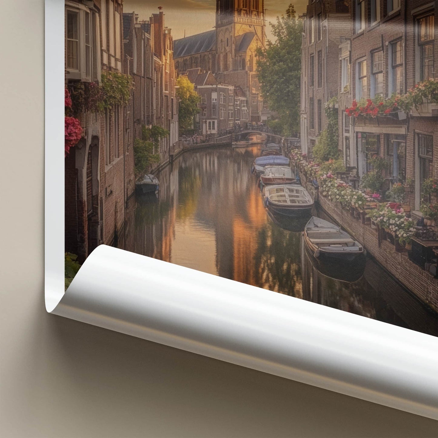 Utrecht Poster - Netherlands Wall Art - Golden Tower Reflections Home Decor