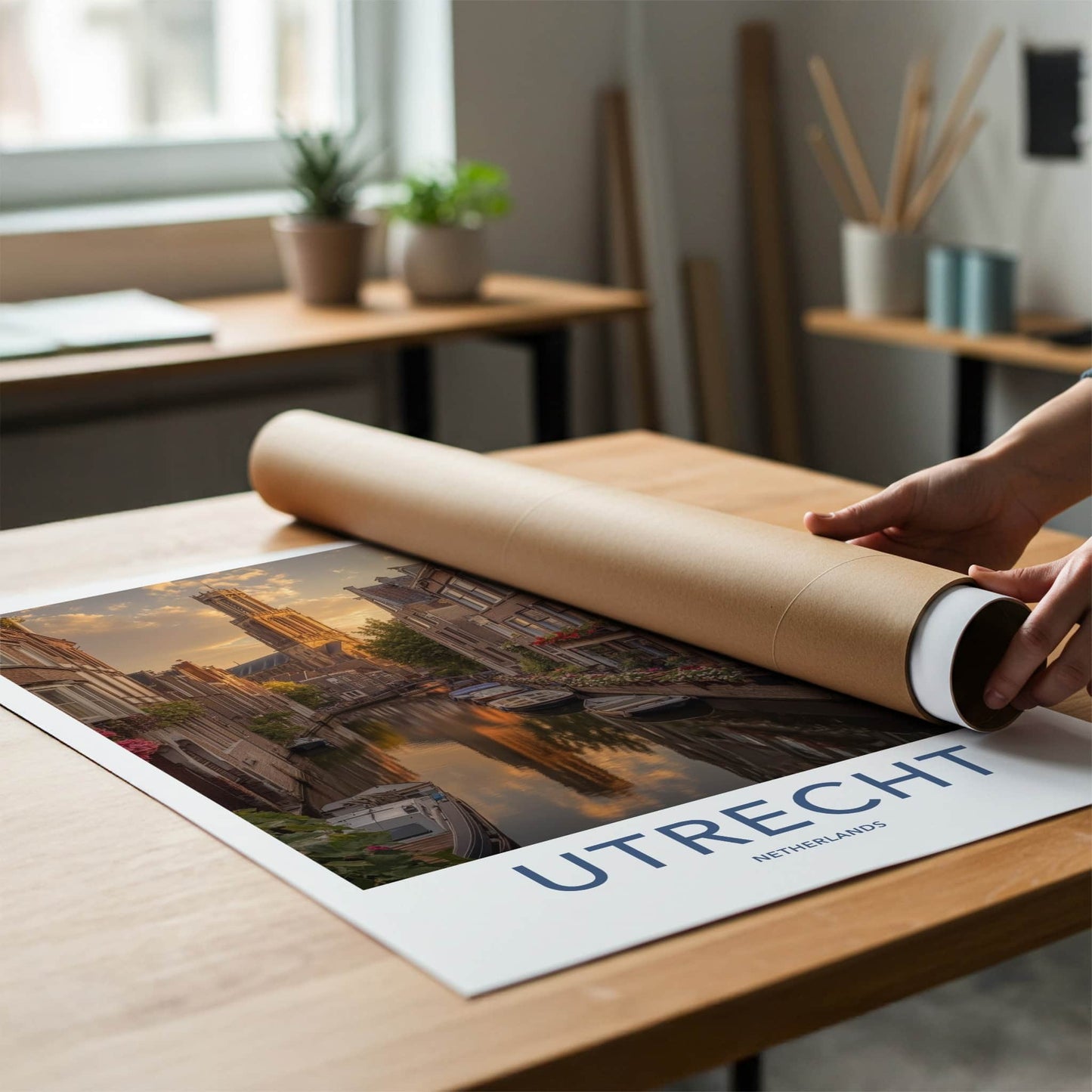 Utrecht Poster - Netherlands Wall Art - Golden Tower Reflections Home Decor