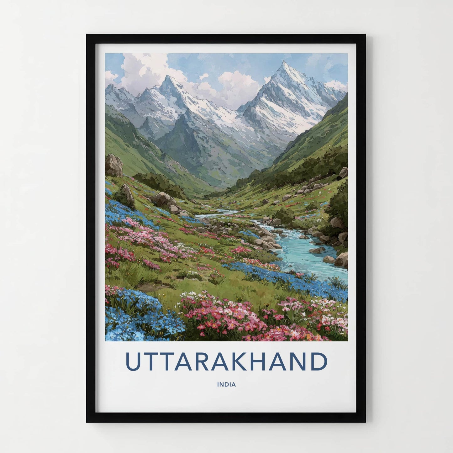 Uttarakhand Poster - India Fine Art - Garhwal Valley Flowers Framed Decor