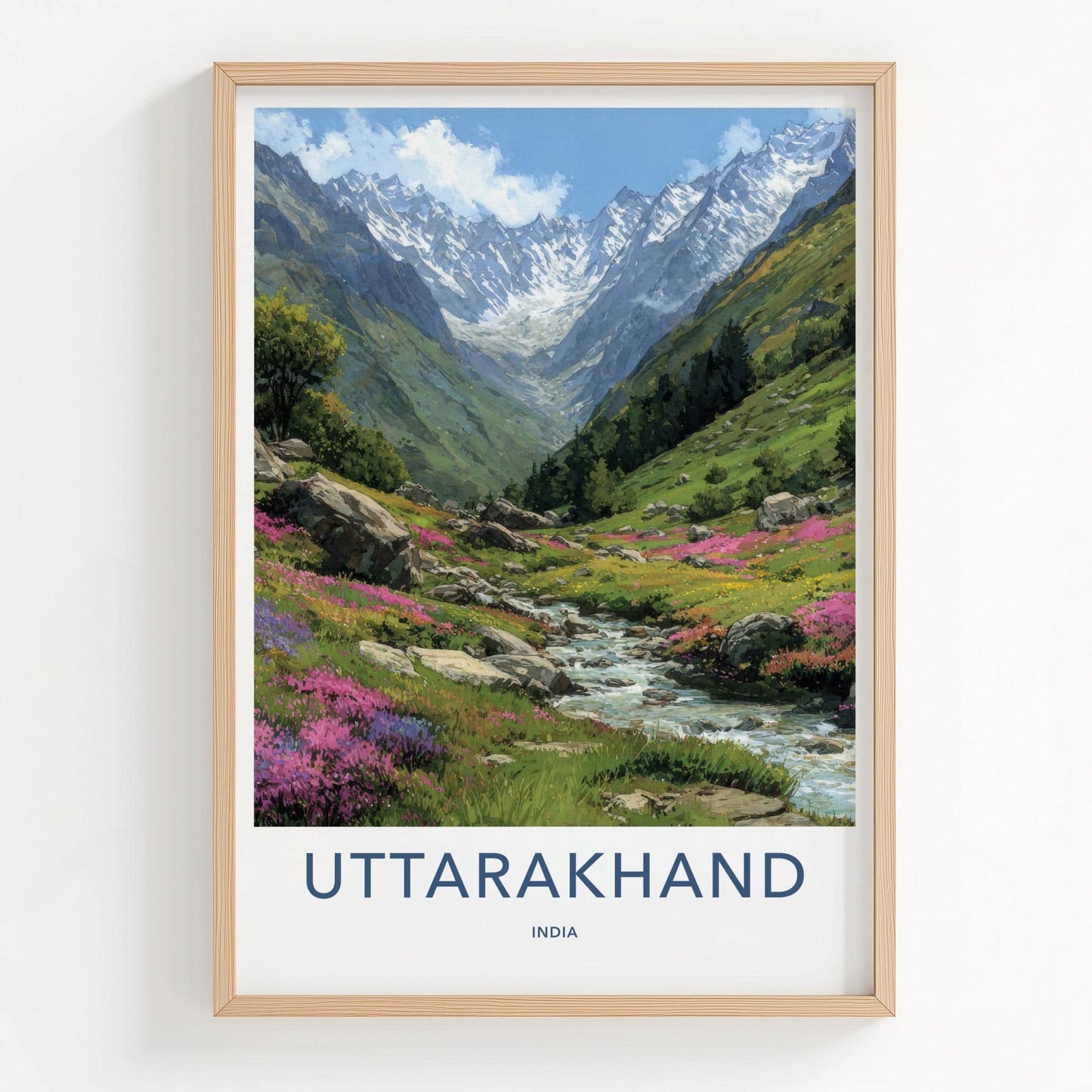 Uttarakhand Poster - India Fine Art - Uttarakhand Mountain Stream Flowers Gift