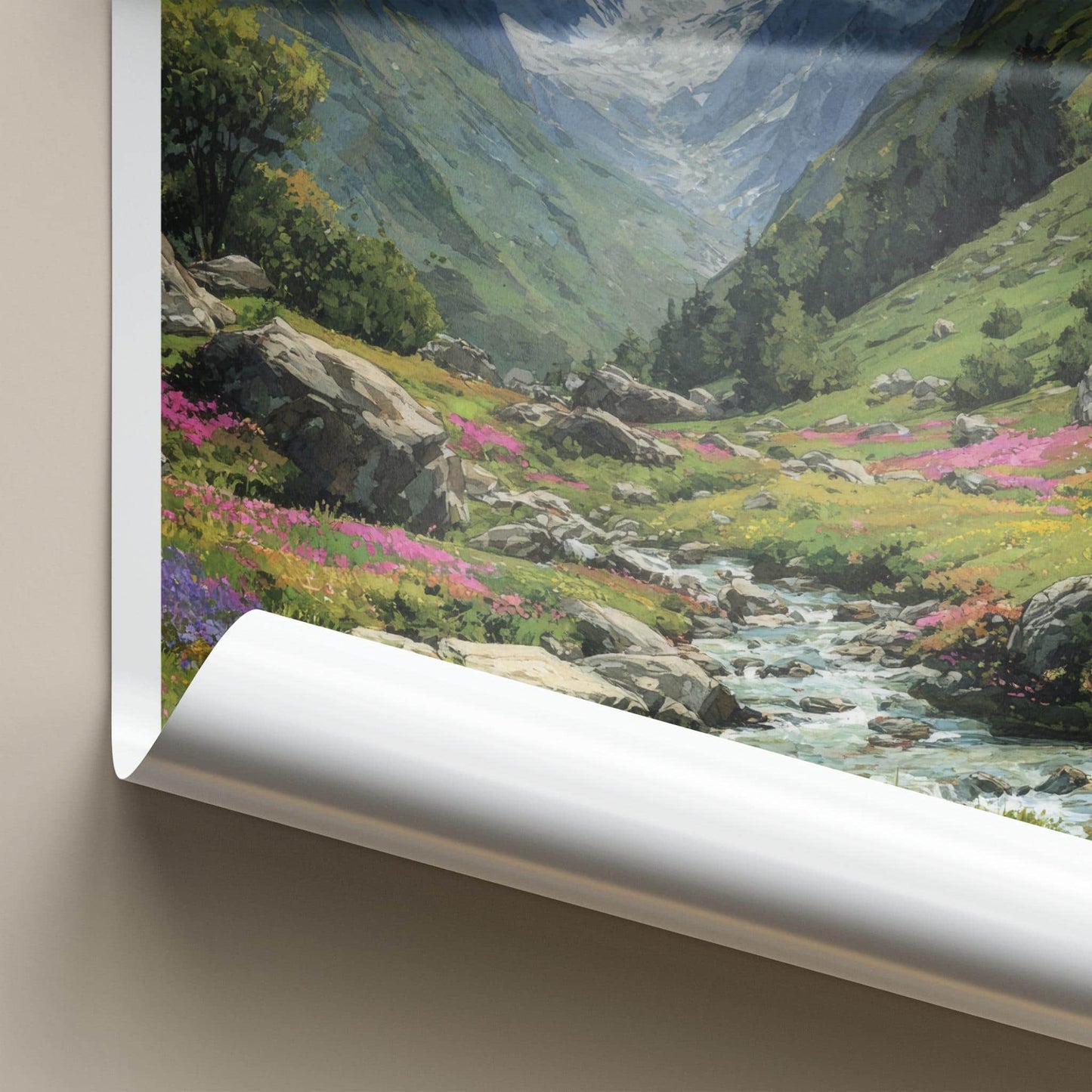 Uttarakhand Poster - India Fine Art - Uttarakhand Mountain Stream Flowers Gift