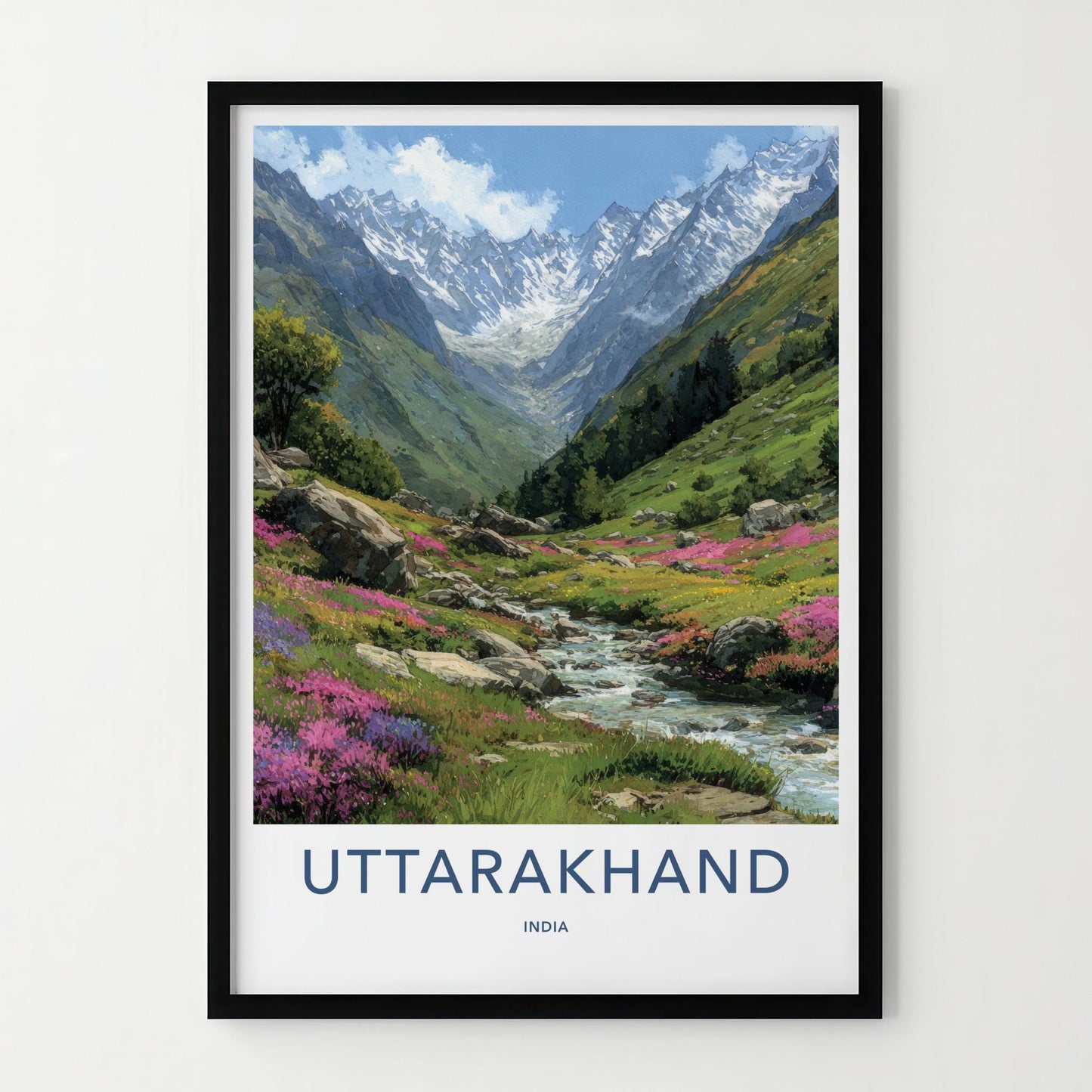 Uttarakhand Poster - India Fine Art - Uttarakhand Mountain Stream Flowers Gift