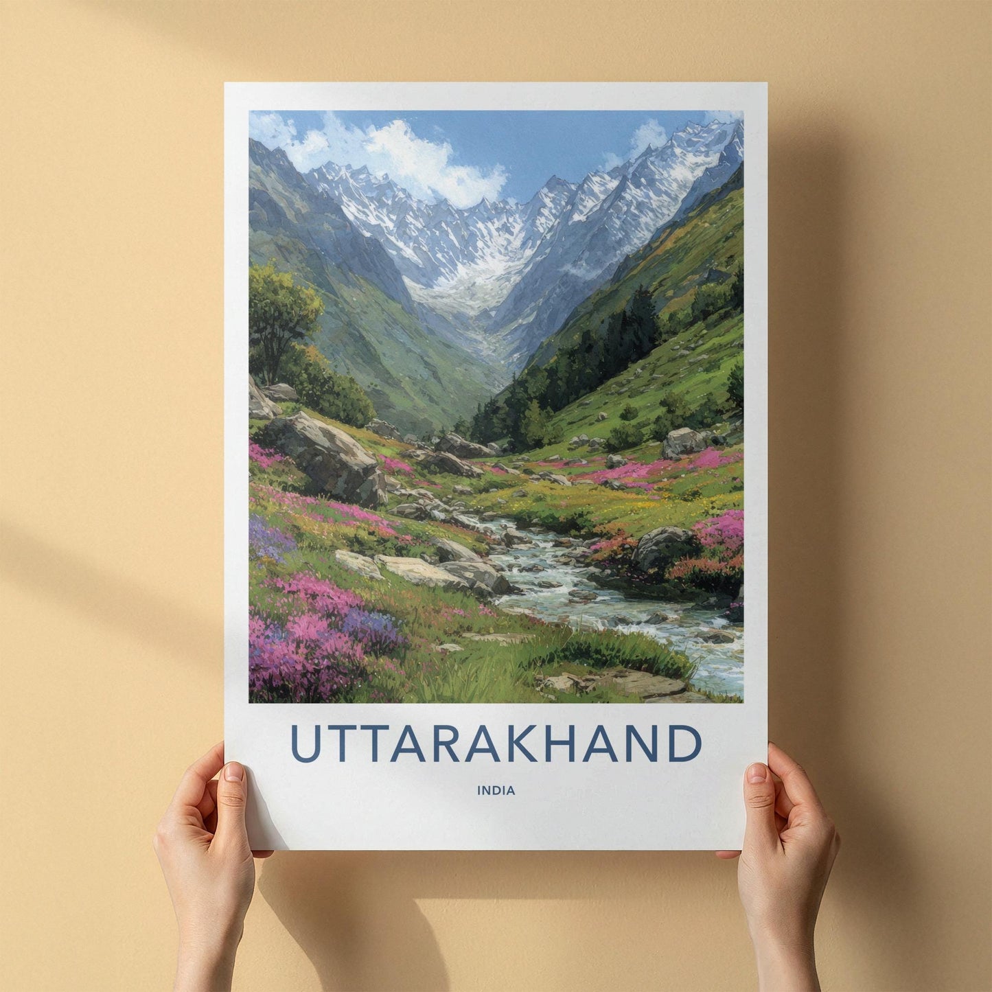 Uttarakhand Poster - India Fine Art - Uttarakhand Mountain Stream Flowers Gift