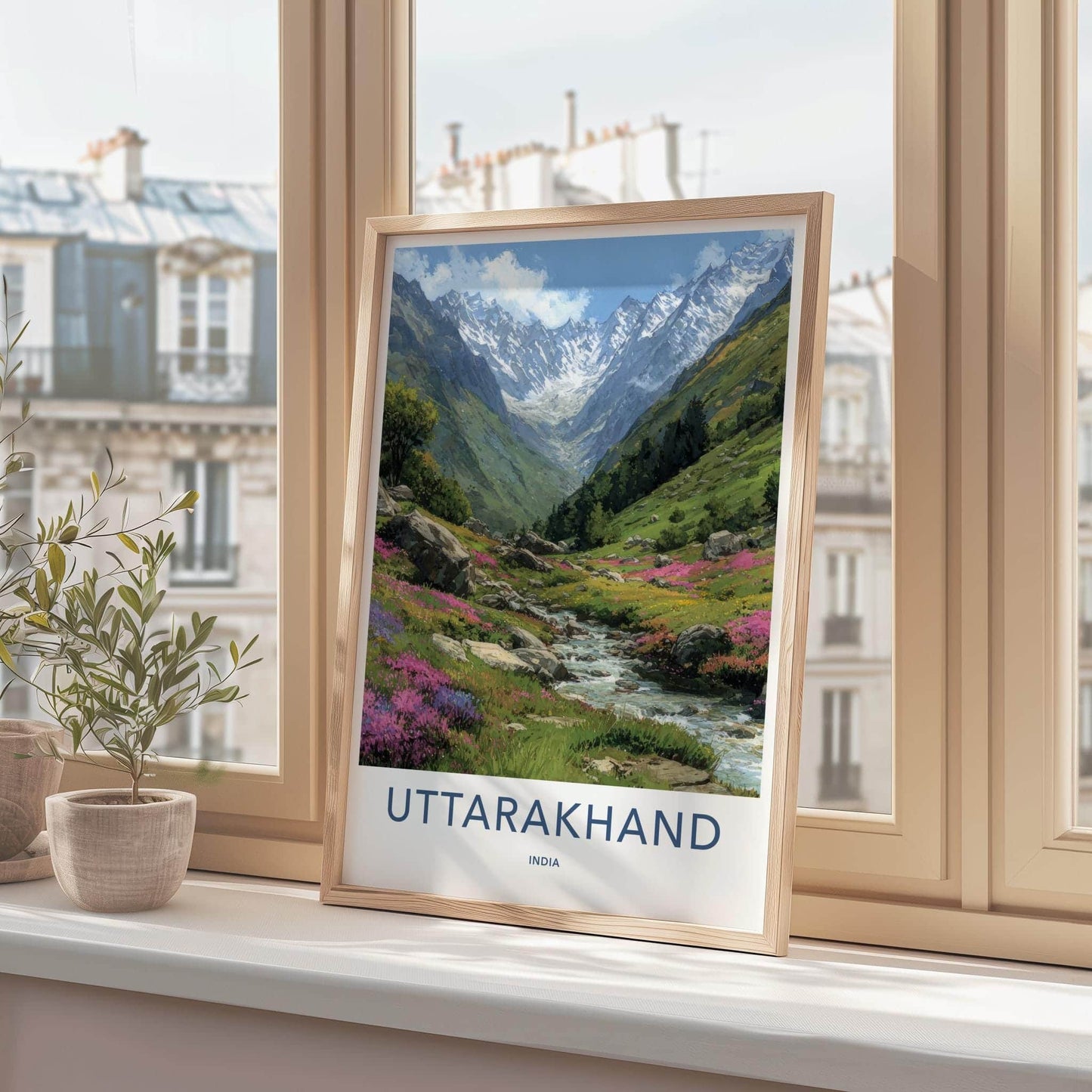 Uttarakhand Poster - India Fine Art - Uttarakhand Mountain Stream Flowers Gift