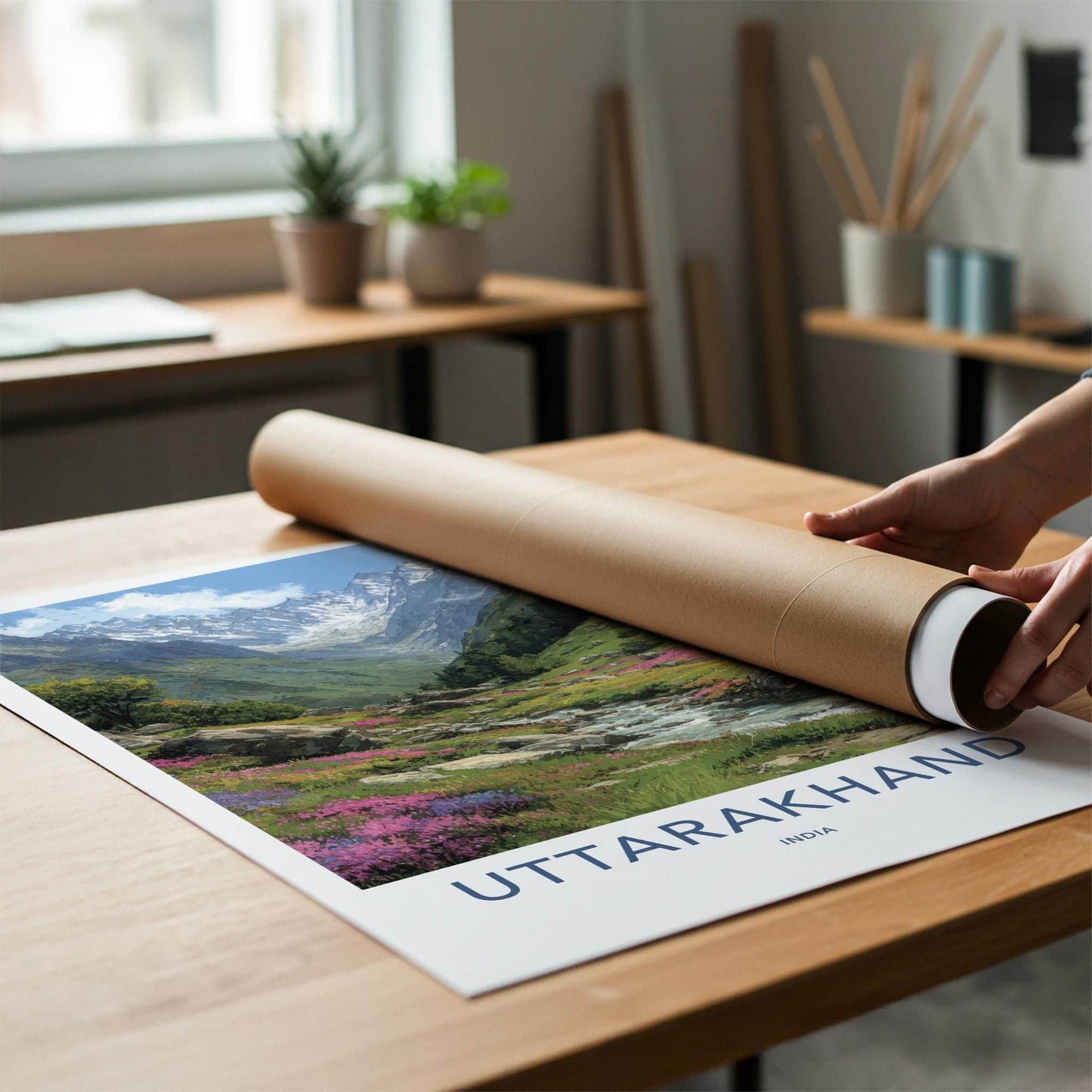 Uttarakhand Poster - India Fine Art - Uttarakhand Mountain Stream Flowers Gift