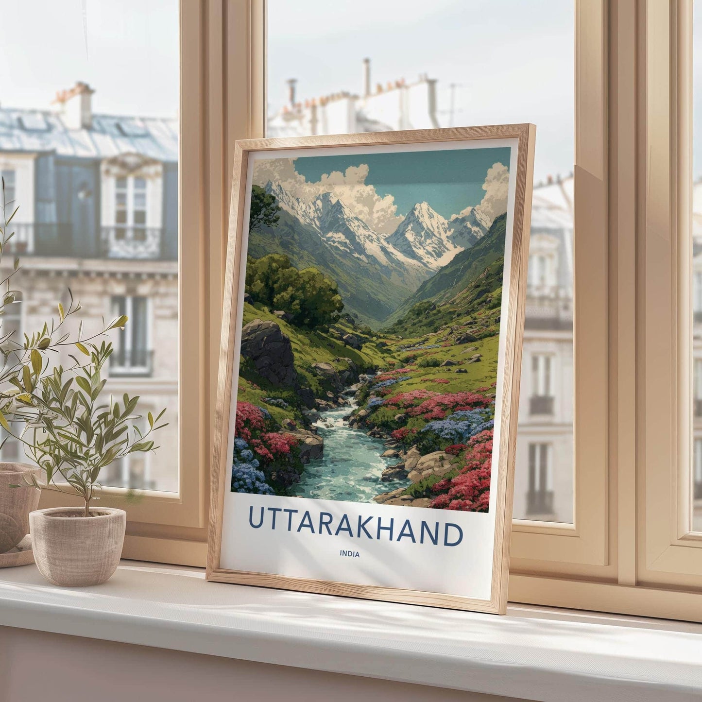 Uttarakhand Poster - India Travel Art - Uttarakhand Flowering Valley Stream Wall Decor