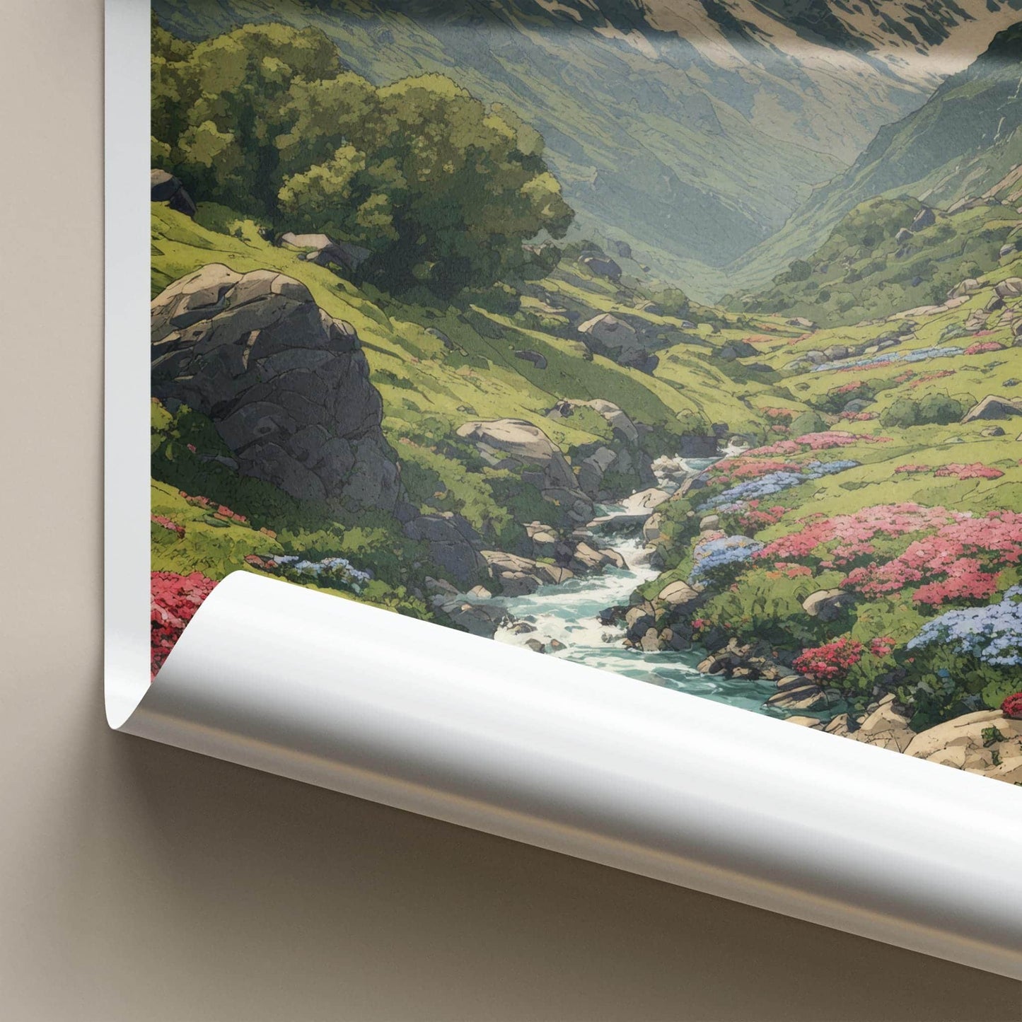 Uttarakhand Poster - India Travel Art - Uttarakhand Flowering Valley Stream Wall Decor