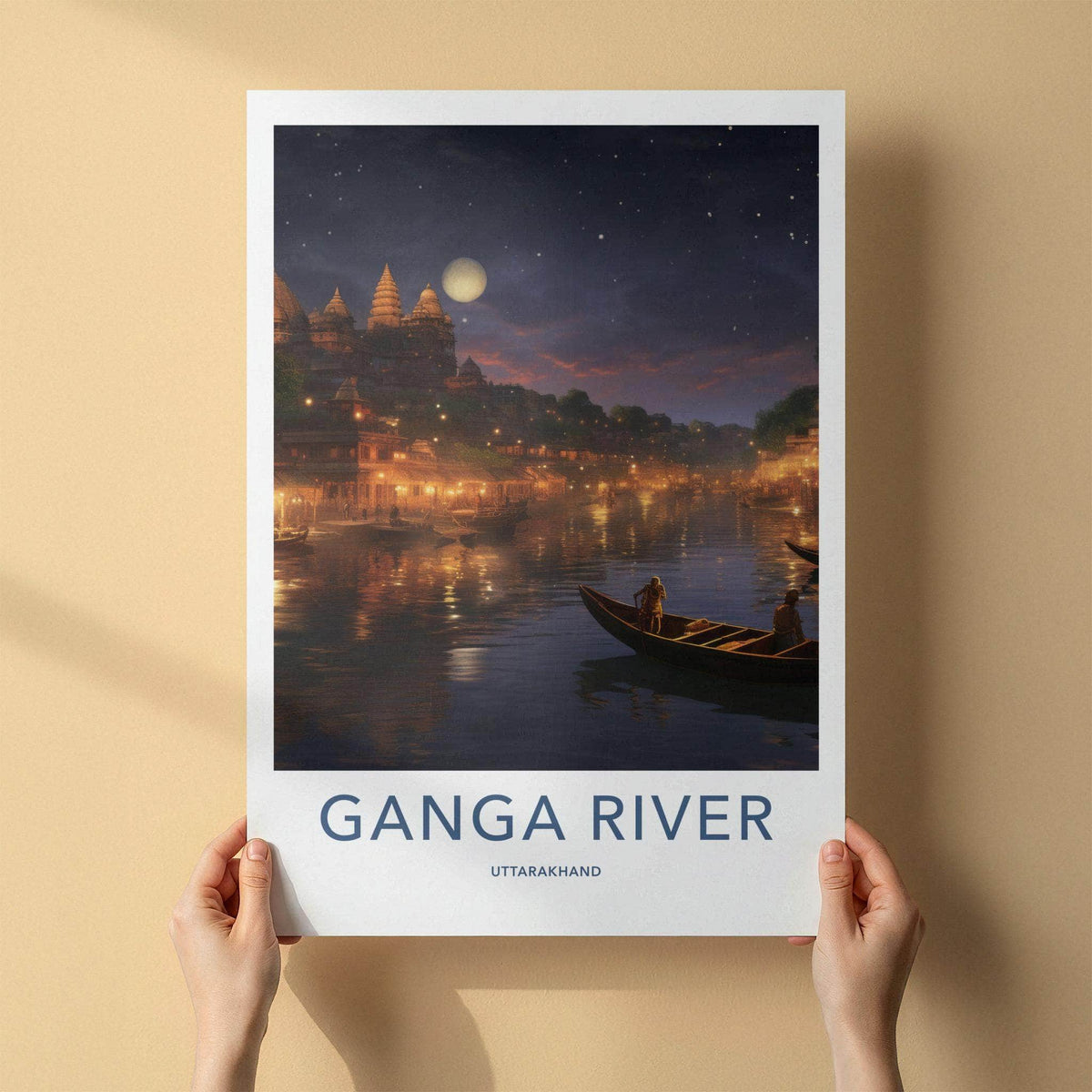 Uttarakhand Wall Art - Indian Cityscape Print With River View