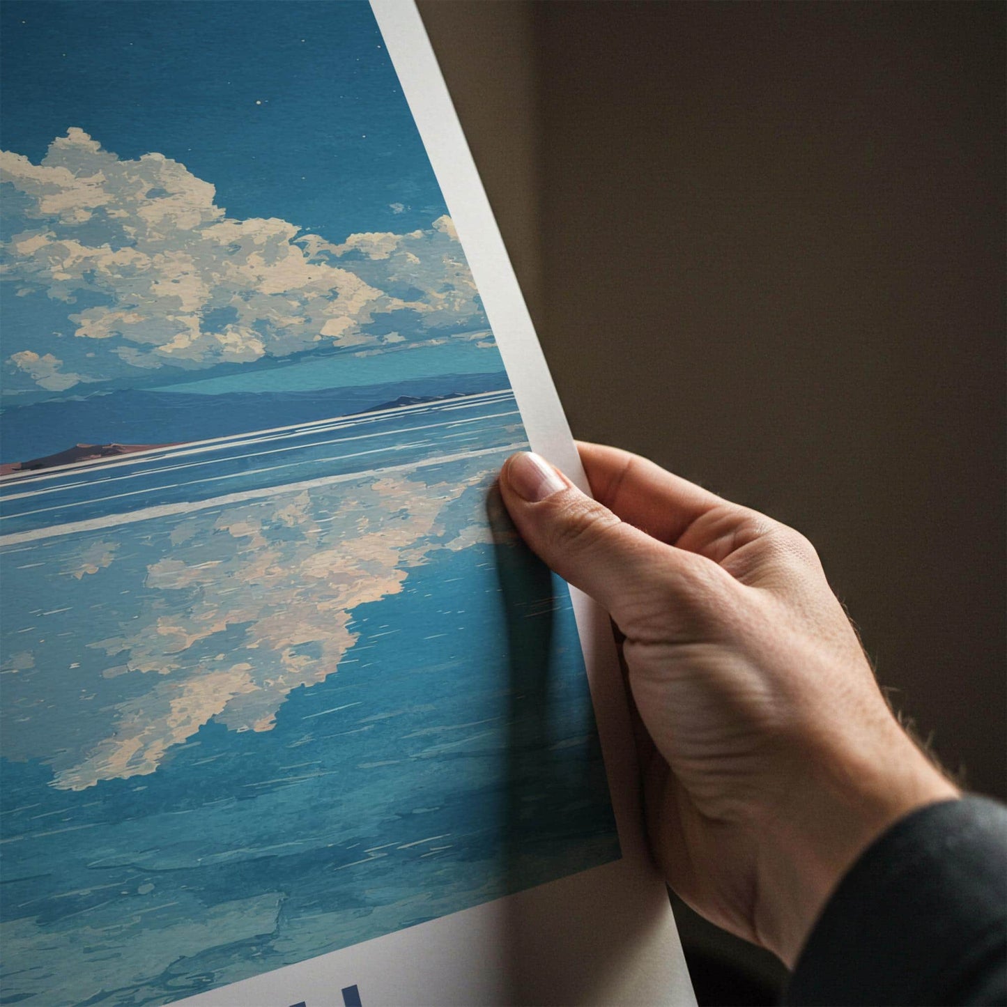 Uyuni Poster - Bolivia Travel Art - Pink Flamingos Reflection Home Decor