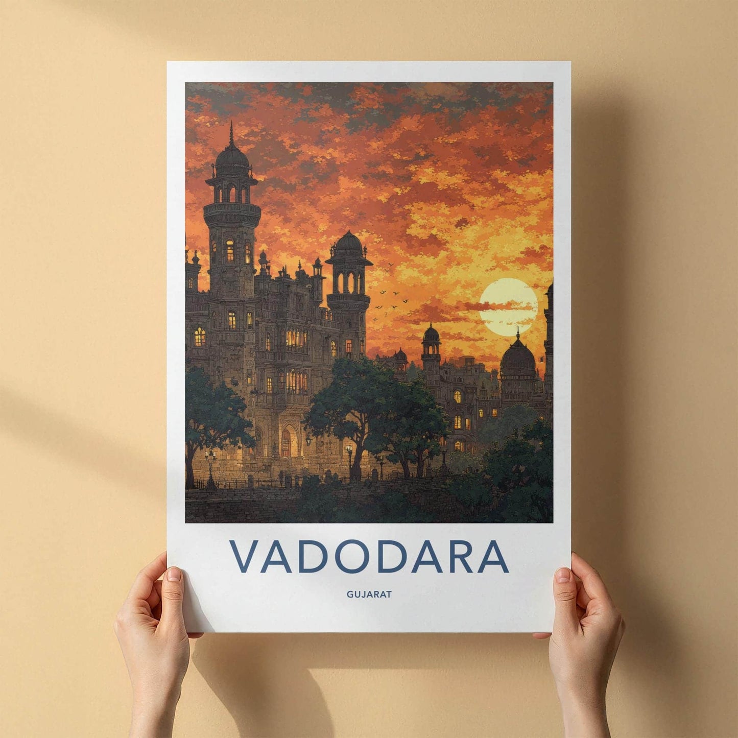 Vadodara Poster - India Art Print - Gujarat Glowing Sunset Home Decor