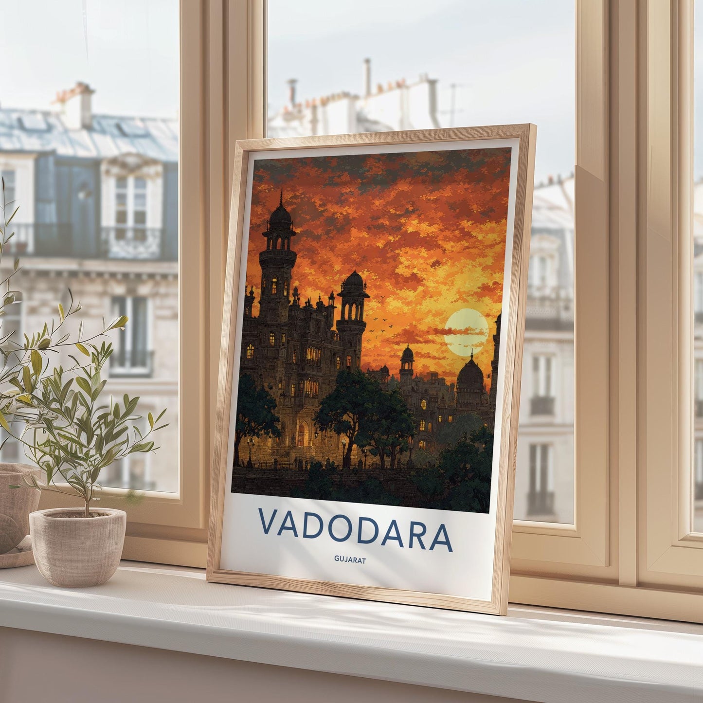 Vadodara Poster - India Art Print - Gujarat Glowing Sunset Home Decor