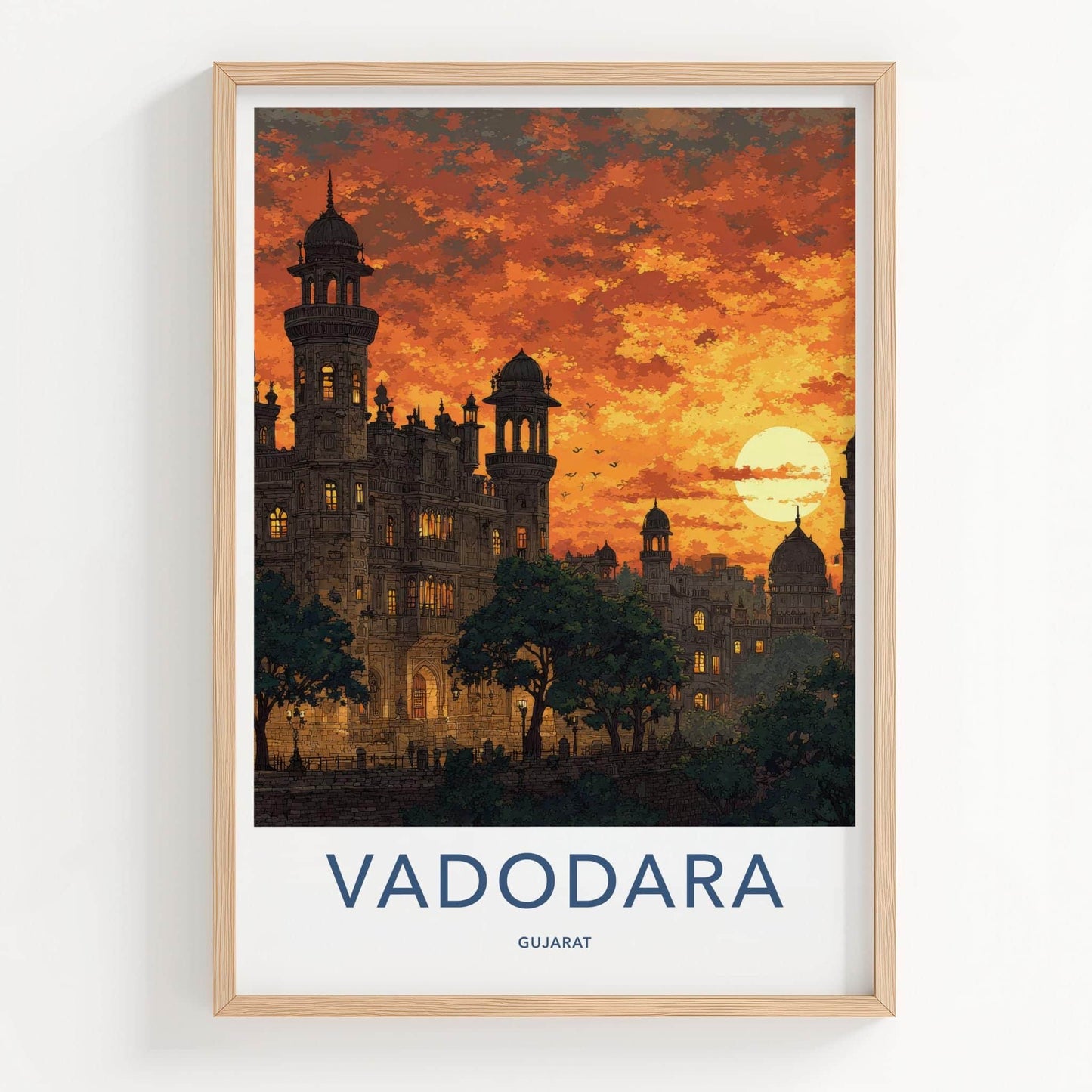 Vadodara Poster - India Art Print - Gujarat Glowing Sunset Home Decor