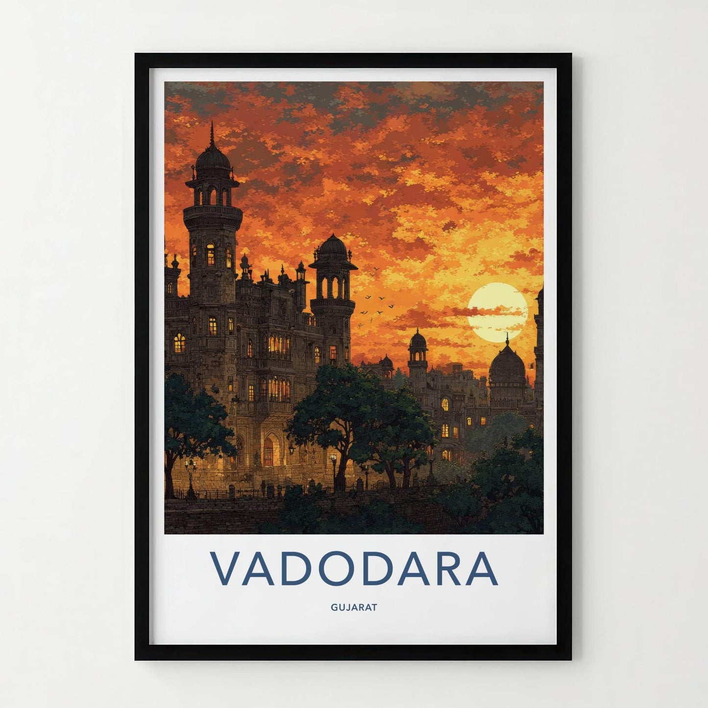 Vadodara Poster - India Art Print - Gujarat Glowing Sunset Home Decor