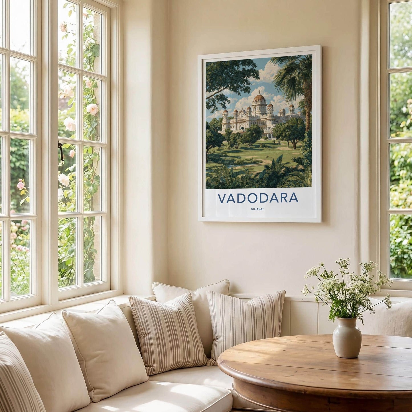 Vadodara Poster - India Art Print - Gujarat Grand Palace Landscape Home Decor