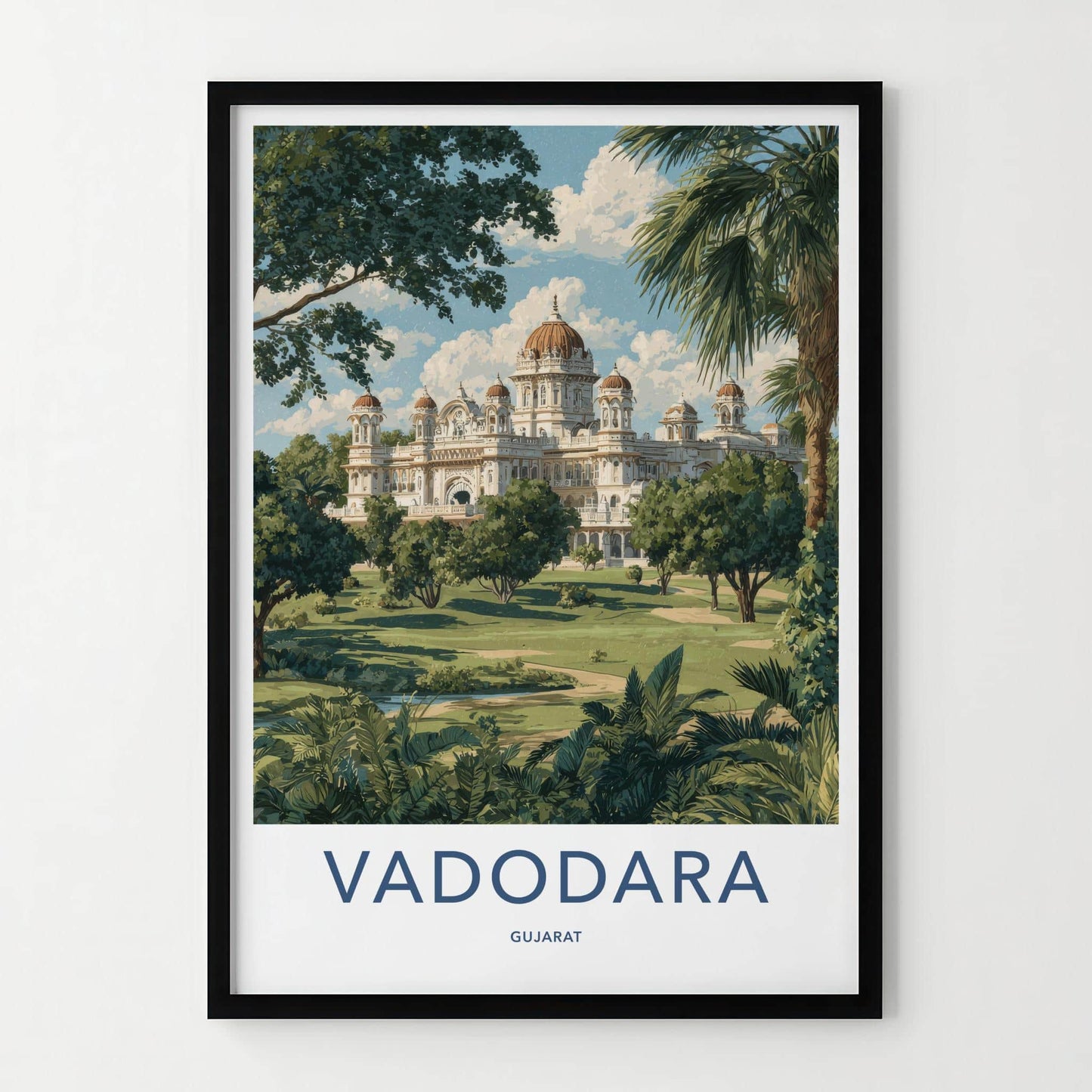 Vadodara Poster - India Art Print - Gujarat Grand Palace Landscape Home Decor