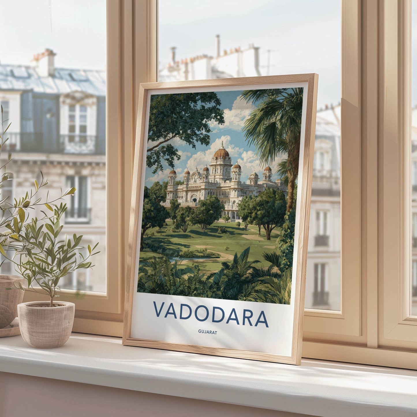 Vadodara Poster - India Art Print - Gujarat Grand Palace Landscape Home Decor