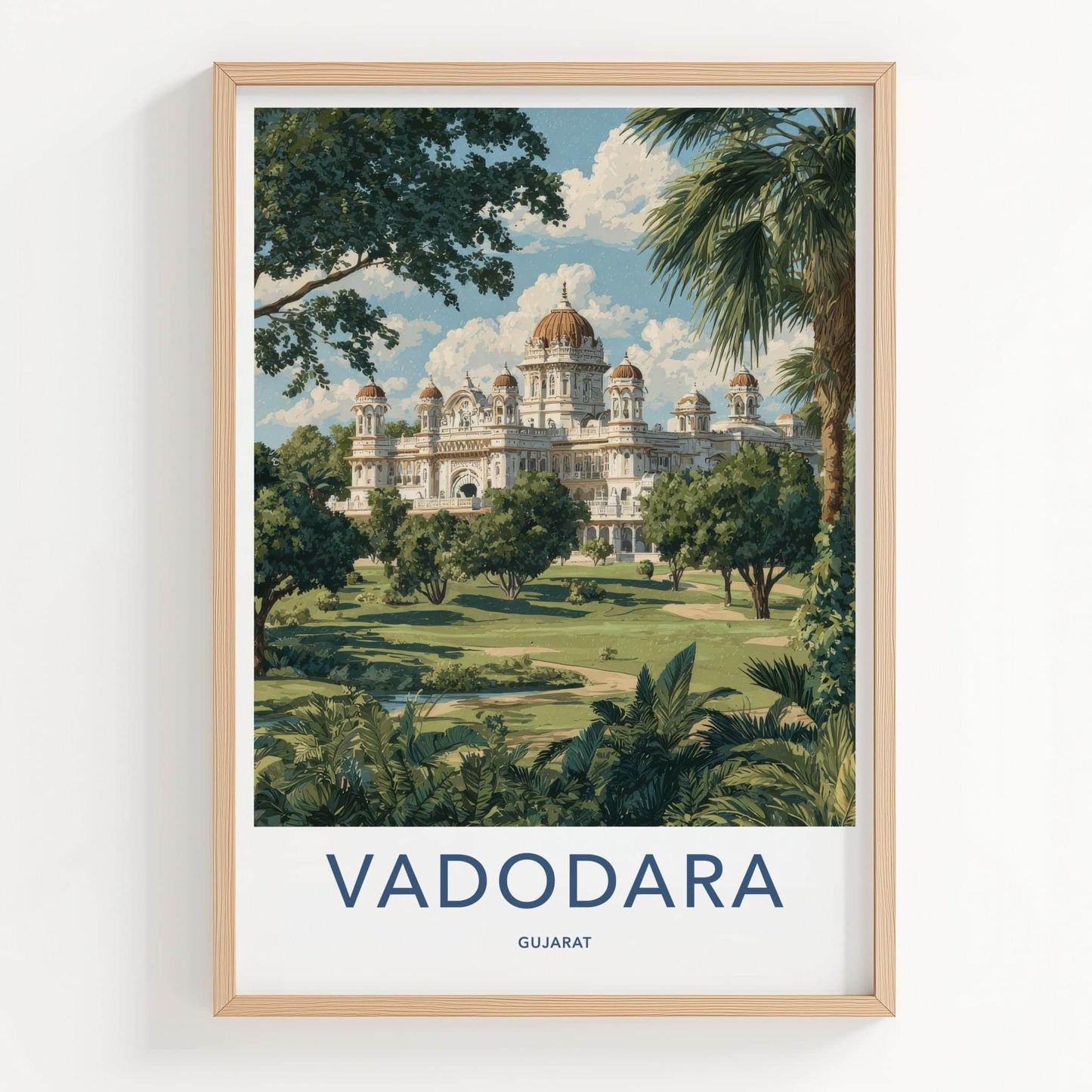 Vadodara Poster - India Art Print - Gujarat Grand Palace Landscape Home Decor