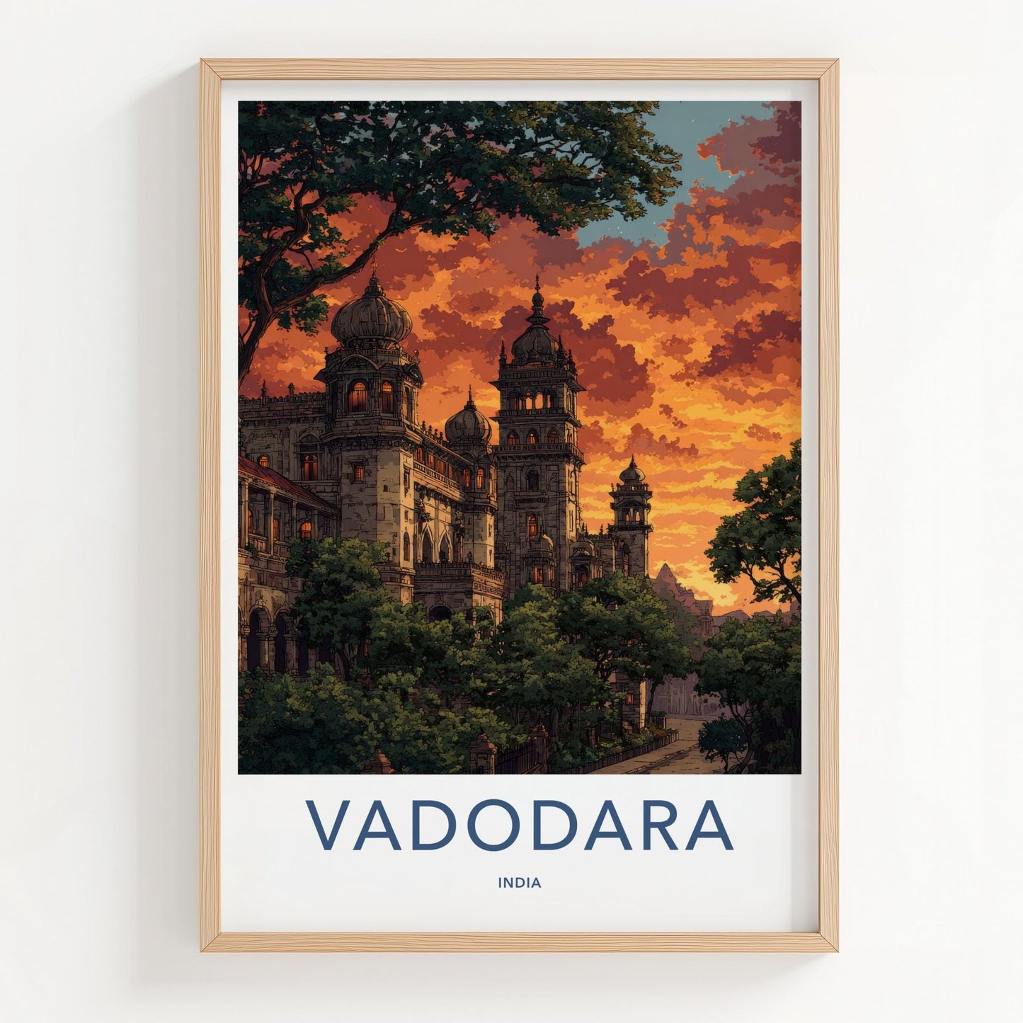 Vadodara Poster - India Travel Art - Gujarat Ornate Palace Home Decor