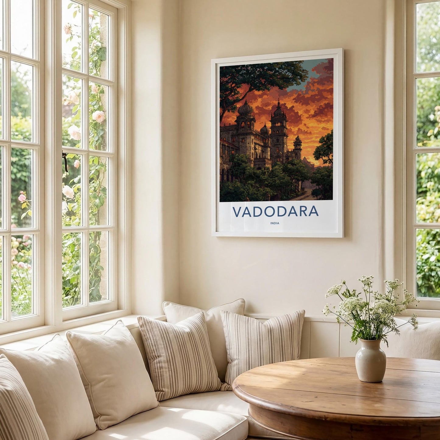 Vadodara Poster - India Travel Art - Gujarat Ornate Palace Home Decor